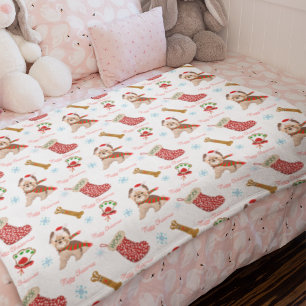 kerstviering met Yorkie Pattern Sherpa Deken