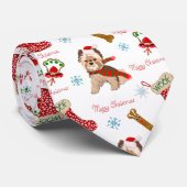 Kerstviering met Yorkie  Stropdas (Opgerold)