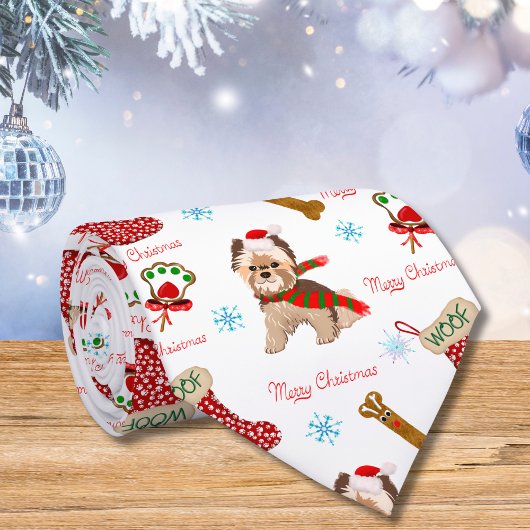 Kerstviering met Yorkie  Stropdas