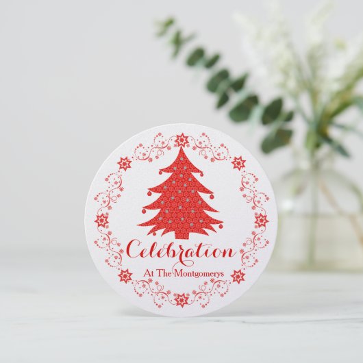 Kerstviering Party Tree Custom Invitation Kaart (Staand voorkant)