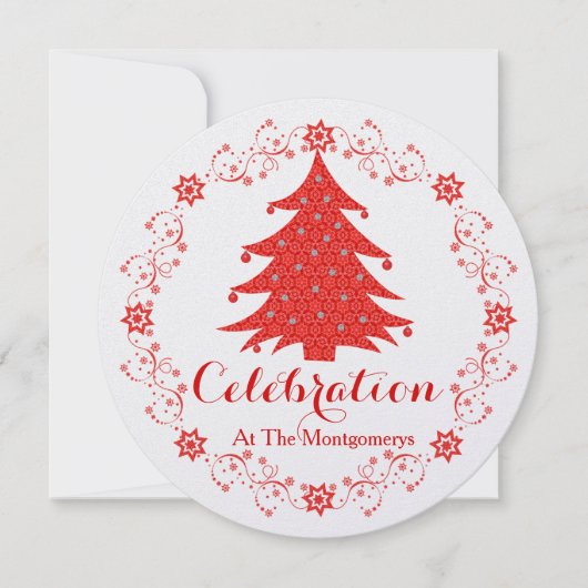 Kerstviering Party Tree Custom Invitation Kaart (Voorkant)
