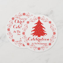 Kerstviering Party Tree Custom Invitation