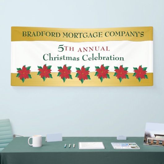 kerstviering Red Poinsettia Spandoek (Beurs)