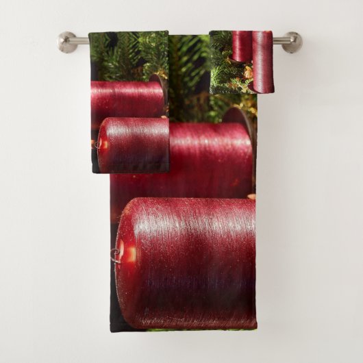 Kerstviering Rode Kaarsen Winter Feestdagen Bad Handdoek (Insitu)