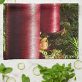 Kerstviering Rode Kaarsen Winter Feestdagen Theedoek (Gevouwen)