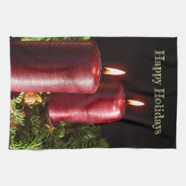 Kerstviering Rode Kaarsen Winter Feestdagen Theedoek