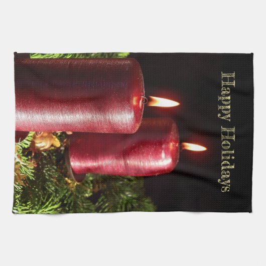 Kerstviering Rode Kaarsen Winter Feestdagen Theedoek (Horizontaal)