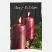 Kerstviering Rode Kaarsen Winter Feestdagen Theedoek (Verticaal)
