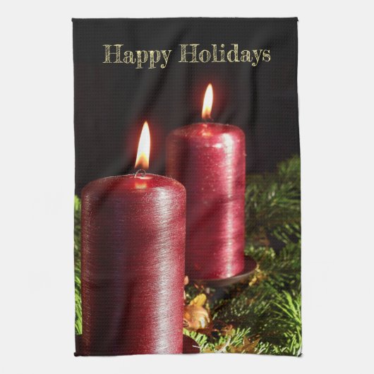 Kerstviering Rode Kaarsen Winter Feestdagen Theedoek (Verticaal)