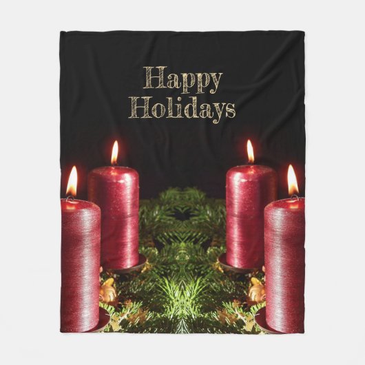 Kerstviering Rode Kaarsen Winter Vakanties Fleece Deken (Voorkant)