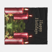 Kerstviering Rode Kaarsen Winter Vakanties Fleece Deken (Voorkant (Horizontaal))