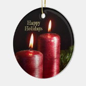 Kerstviering Rode Kaarsen Winter Vakanties Keramisch Ornament (Links)