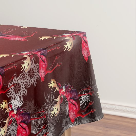 Kerstviering Rode Rendier Elegant Tafelkleed (Voorbeeld)