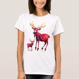 Kerstviering Rode Rendieren Stijlvol T-shirt