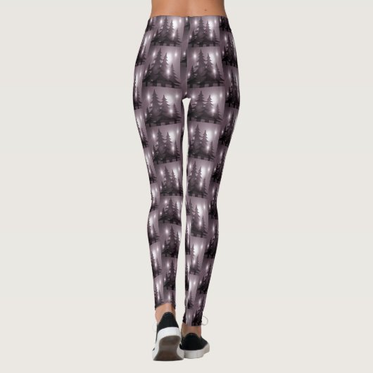 Kerstviering Roze Bomen Paarse Elegant Leggings (Achterkant)