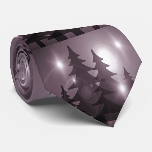 Kerstviering Roze Bomen Paarse Elegant Stropdas (Opgerold)