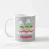 Kerstviering Santa Trio met Jouw naam C Koffiemok (Links)