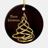 Kerstviering Shiny Golden Ribbon Tree Keramisch Ornament (Voorkant)