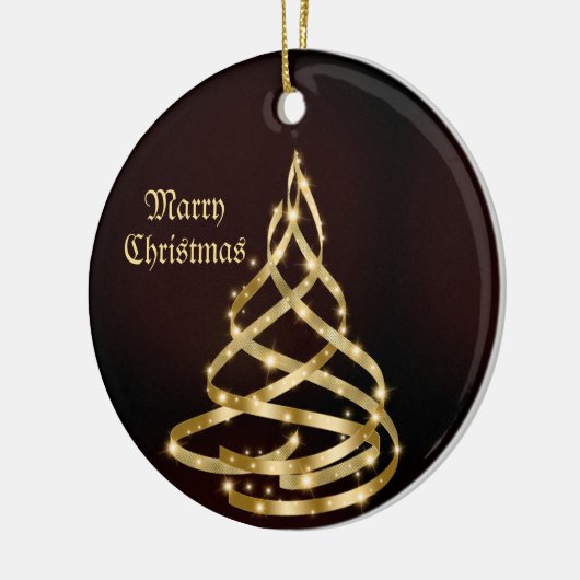 Kerstviering Shiny Golden Ribbon Tree Keramisch Ornament (Links)