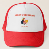 Kerstviering Wensen Gedrukt-Pet Wit-Rood Trucker Pet (Voorkant)