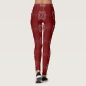 Kerstviering Witte Ornamenten Sterren Rood Leggings (Achterkant)