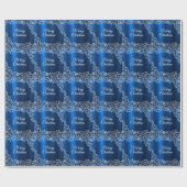 Kerstviering Witte Sneeuwvlokken Marine Blauw Cadeaupapier (Vlak)