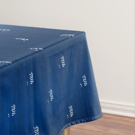 Kerstviering Witte Sneeuwvlokken Marineblauw Tafelkleed