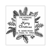 Kerstvierkant achterlaat Familienaam Retouradres Rubberstempel (Afrduk)