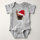 kerstvierkant Frans Bulldog Baby Bodysuit (Voorkant)