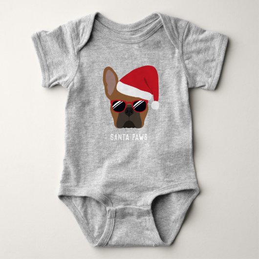 kerstvierkant Frans Bulldog Baby Bodysuit (Voorkant)