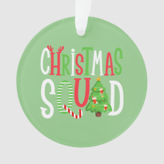 kerstvierkant grappige kerstboomfamilie komt overe ornament
