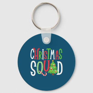 kerstvierkant grappige kerstboomfamilie komt overe sleutelhanger