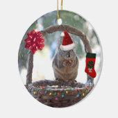 kerstvierkant in Snowy Basket Keramisch Ornament (Links)