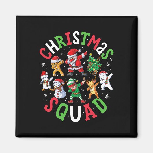kerstvierkant kerstkerstkerstkerstman met Elf-fami Magneet (Voorkant)