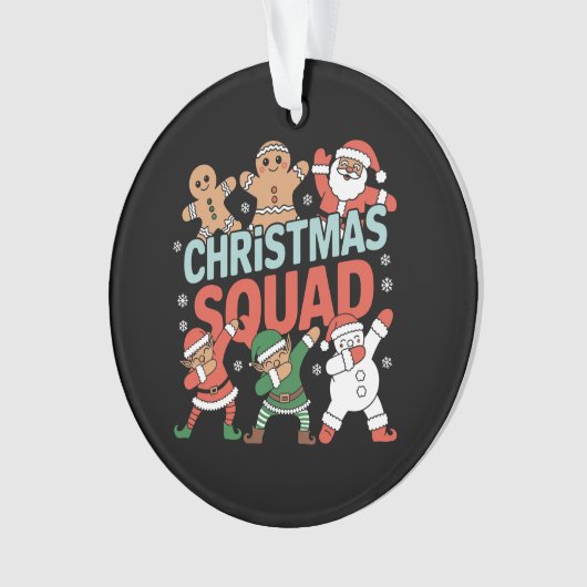 kerstvierkant kerstkerstkerstkerstman met Elf-fami Ornament (voorkant)