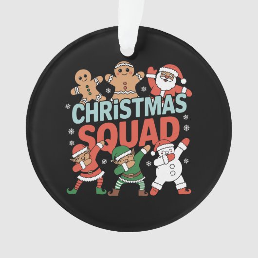 kerstvierkant kerstkerstkerstkerstman met Elf-fami Ornament (voorkant)