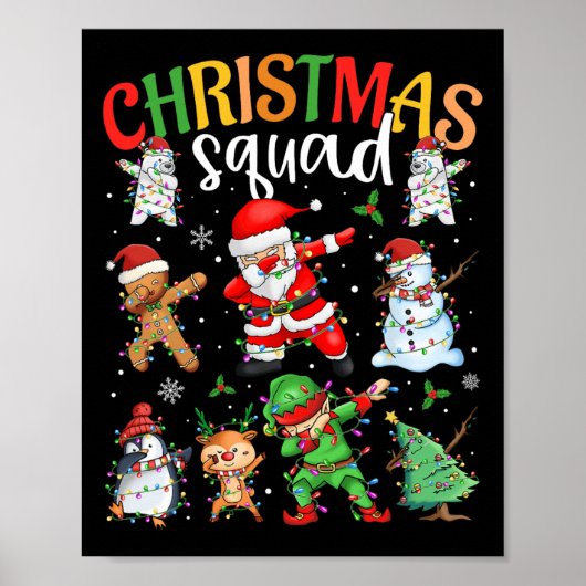 kerstvierkant kerstkerstkerstkerstman met Elf-fami Poster (Voorkant)