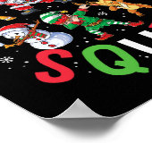 kerstvierkant kerstkerstkerstkerstman met Elf-fami Poster (Hoek)
