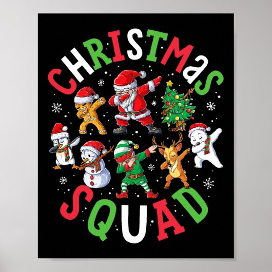 kerstvierkant kerstkerstkerstkerstman met Elf-fami Poster (Voorkant)