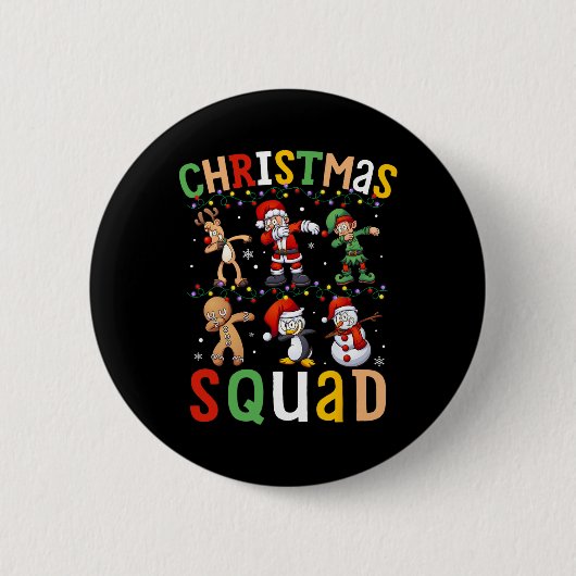 kerstvierkant kerstkerstkerstkerstman met Elf-fami Ronde Button 5,7 Cm (Voorkant)