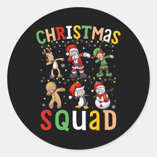 kerstvierkant kerstkerstkerstkerstman met Elf-fami Ronde Sticker (Voorkant)