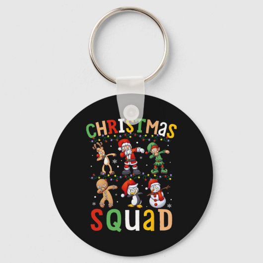 kerstvierkant kerstkerstkerstkerstman met Elf-fami Sleutelhanger (Voorkant)