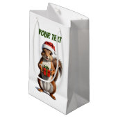 kerstvierkant klein cadeauzakje (Voorkant Gekanteld)