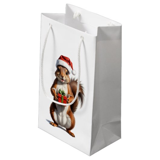 kerstvierkant klein cadeauzakje (Achterkant Gekanteld)