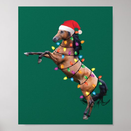 kerstvierkant met kerstlampje Santa Funny Xmas Tre Poster (Voorkant)