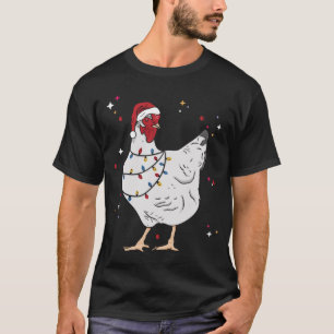 kerstvierkant met kippen en kerstboer t-shirt