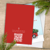  kerstvierkant met rode vrachtwagen met codelijst kaart