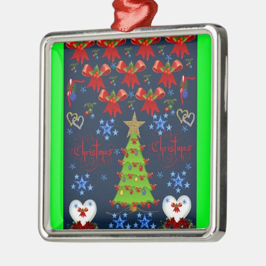 kerstvierkant ornament donkerblauw groen (Links)