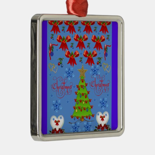 Kerstvierkant ornament lichtblauw (Rechts)