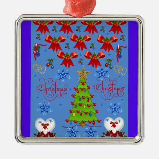 Kerstvierkant ornament lichtblauw (Voorkant)